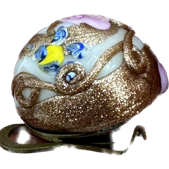 Vtg Made in ITALY Venetian Wedding Cake Glass Button Clip On Earrings Pink Gold - Picture 3 of 13